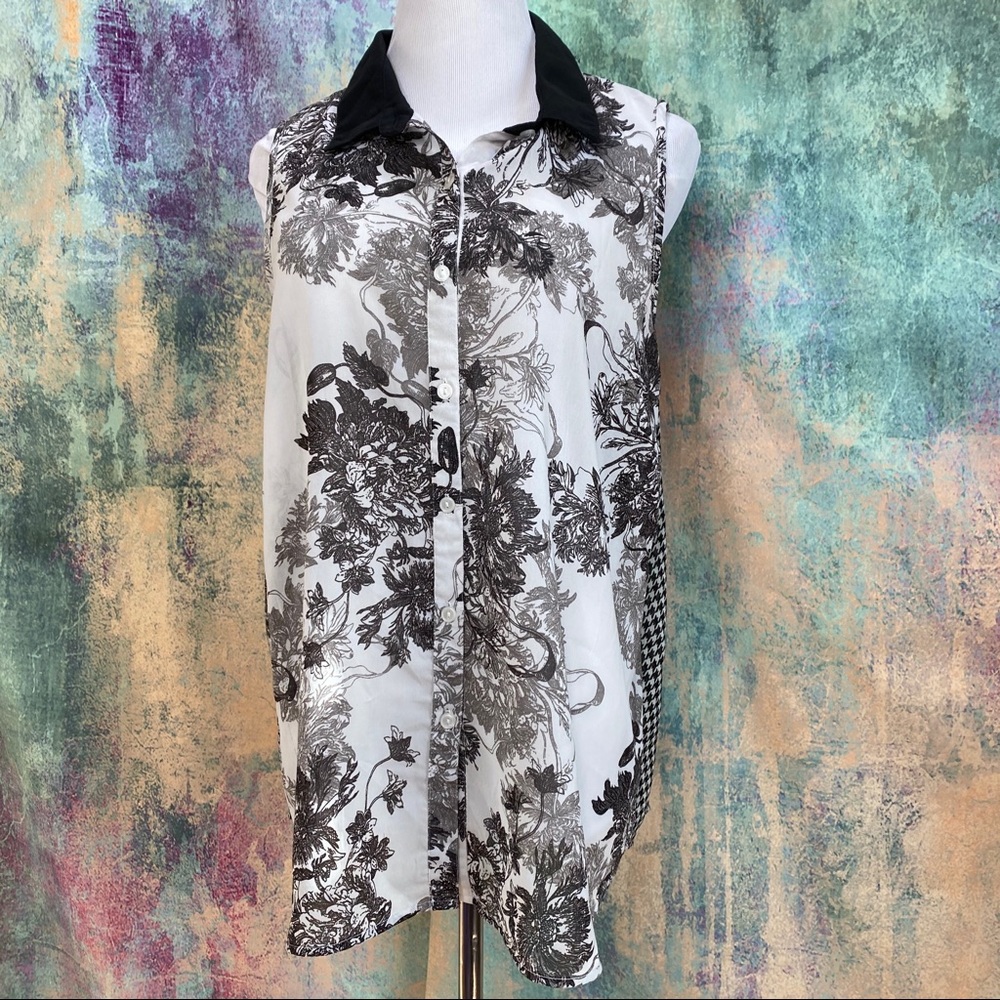 Kenar Work To Weekend Button Down Sleeveless Blou… - image 1